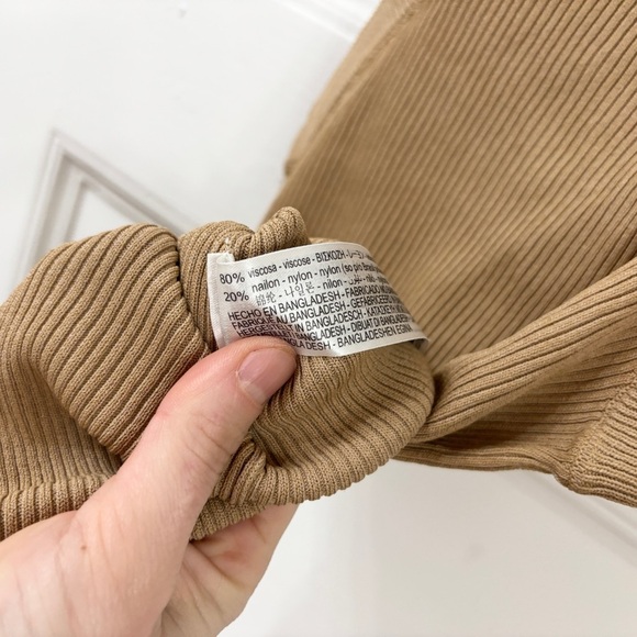 NWOT Zara Ribbed Sleeveless Dolphin Hem Tan Ribbed Tank Top - Sz Small - Picture 6 of 10